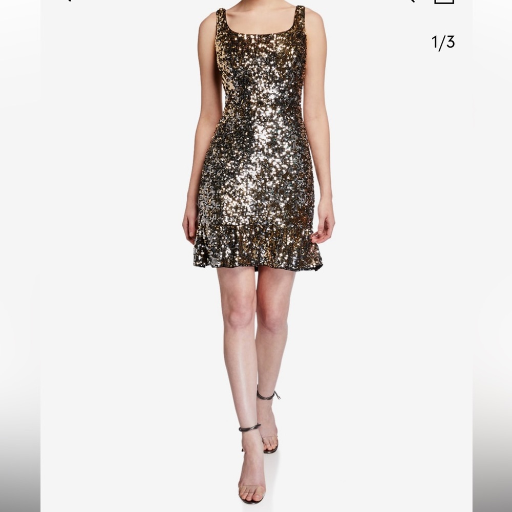 Sequin Flounce Hem Tank Cocktail Dress